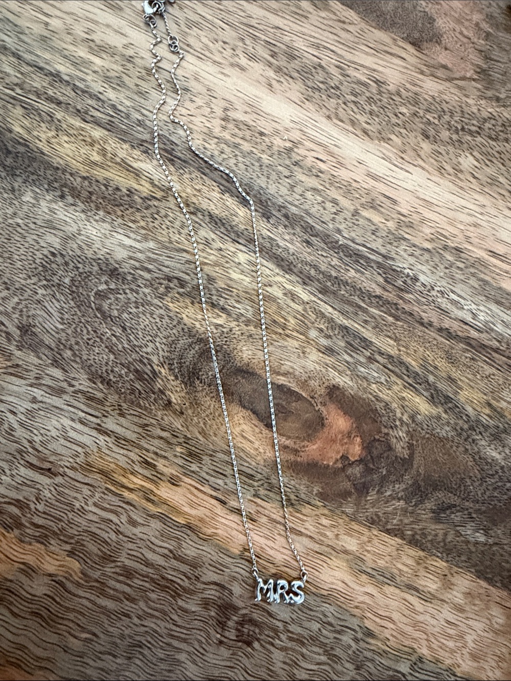 Anthropologie Silver 'MRS' Pendant Necklace